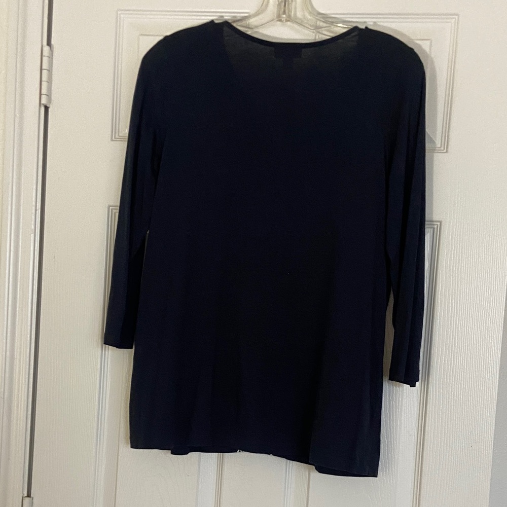 J. Jill Dark Blue Blouse with White Detailing - Picture 4 of 4
